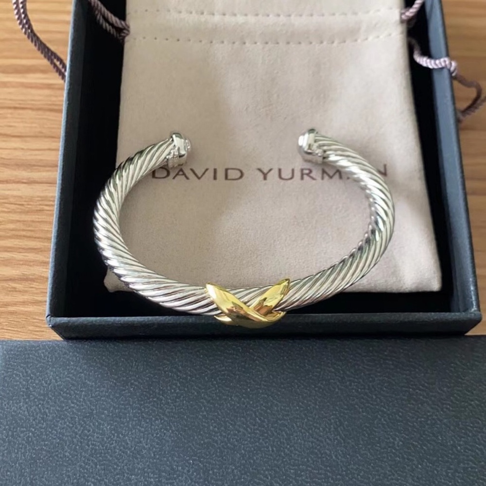David Yurman Silver and Gold Bracelet 7mm